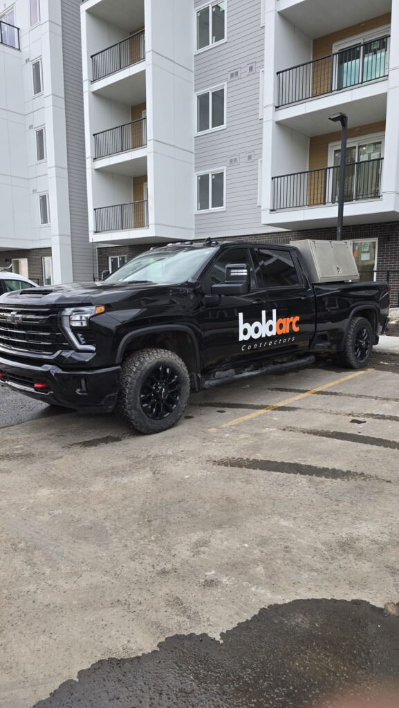 BoldArc welding truck on site at an apartment project