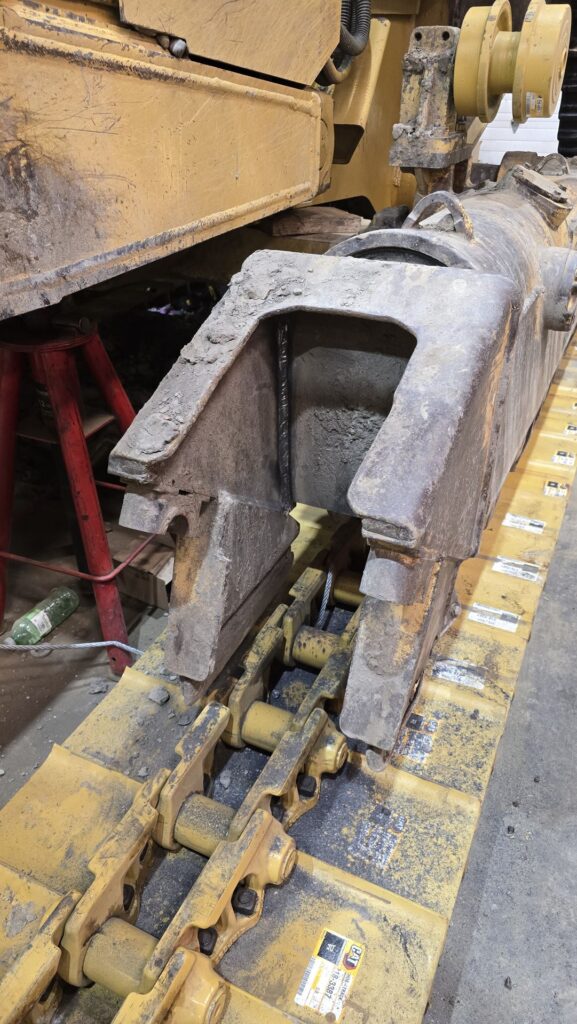 Dozer track frame weld repair in the field
