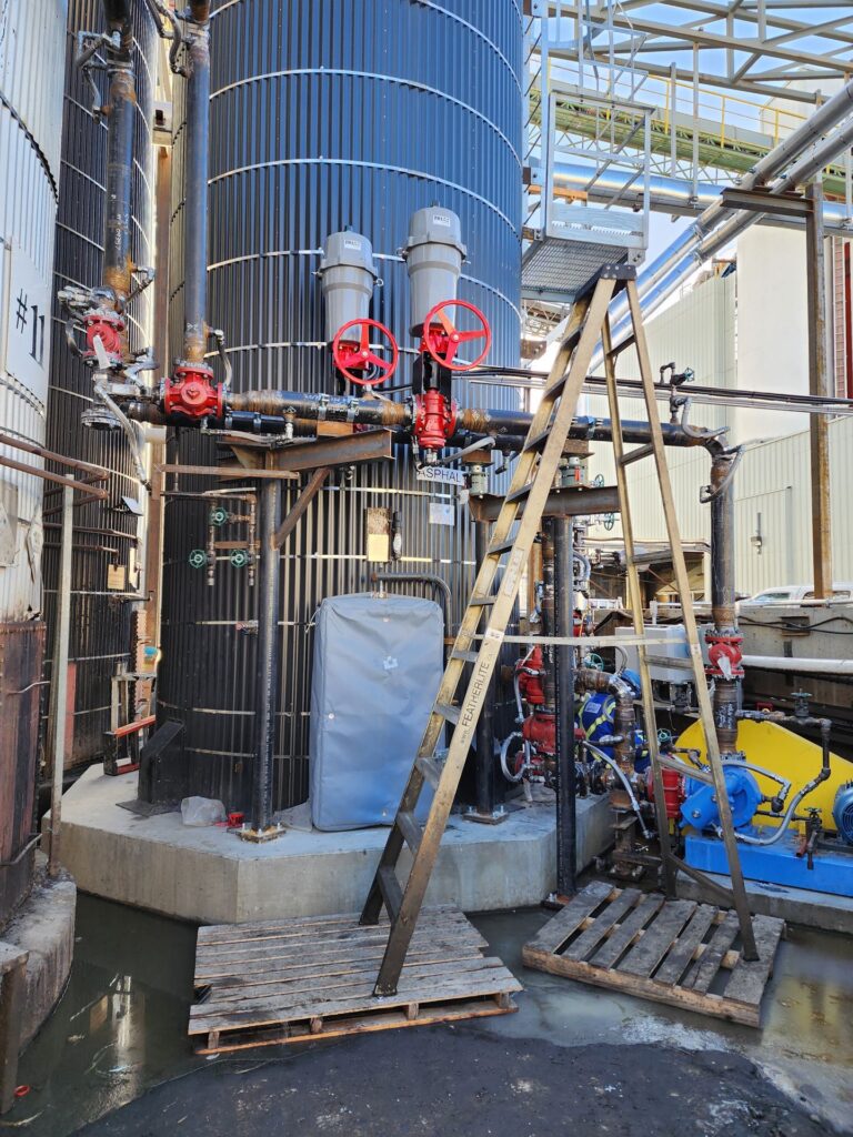 Industrial plant piping and tanks, Alberta processing facility