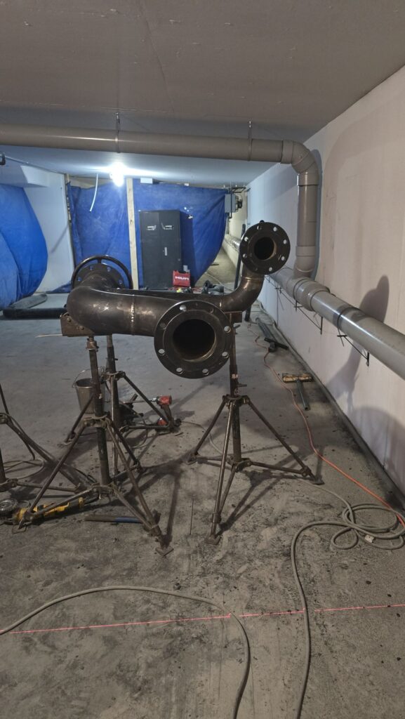 Flanged pipe spool fabricated on site